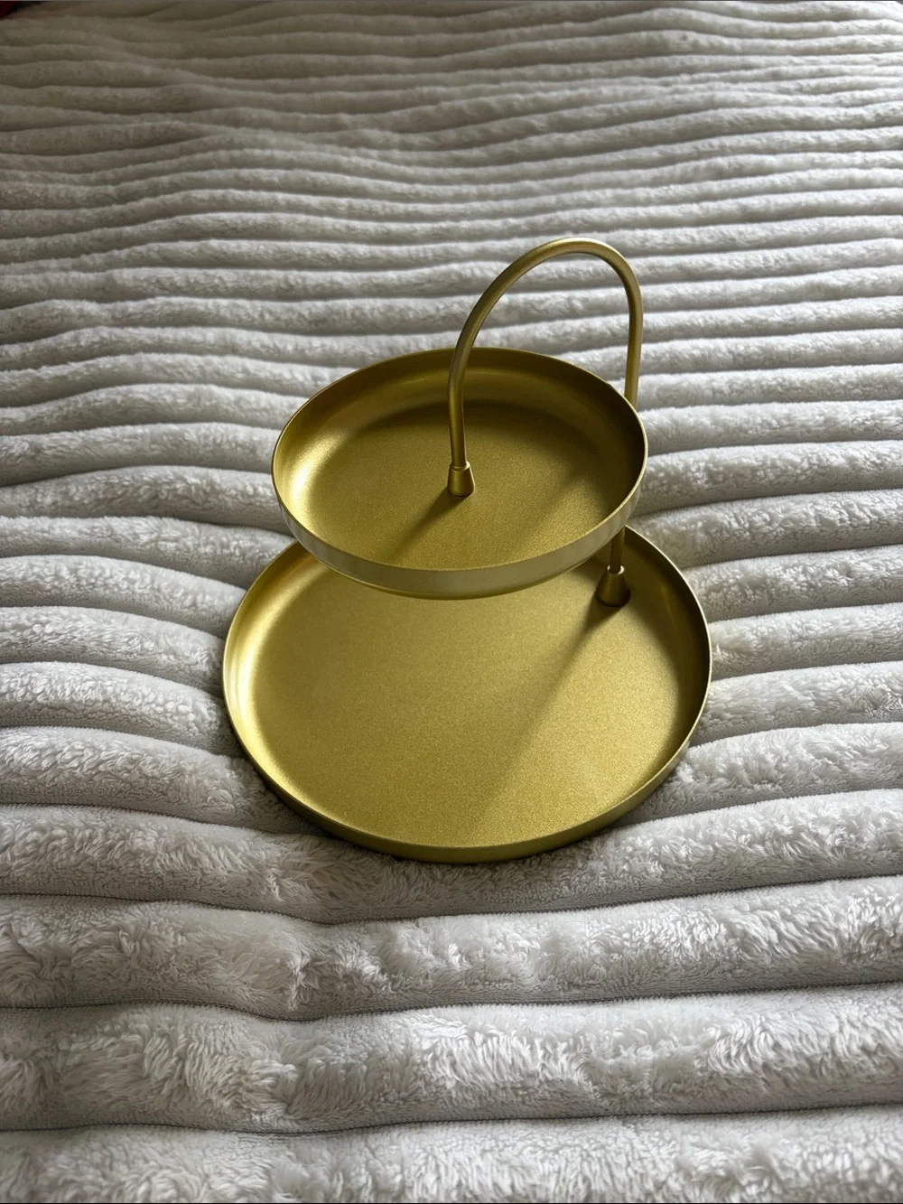 Two-Tier Metal Serving Tray in Gold